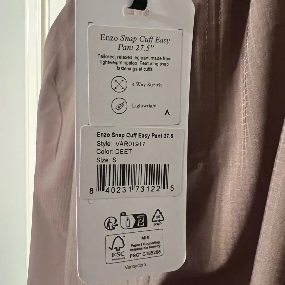 Varley Enzo Ripstop Snap Cuff Easy Pant in Deep Taupe - Size Small - Picture 6 of 9
